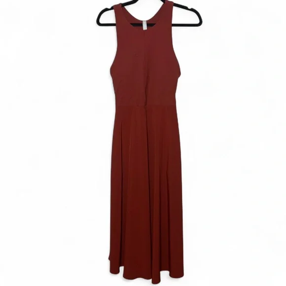 Athleta Winona Midi Support Dress Rust Red Cutout Back Pockets Size M - Picture 7 of 8
